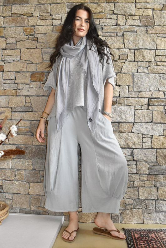 Jo Jo Quirky Hopsack Crop Pant Dove